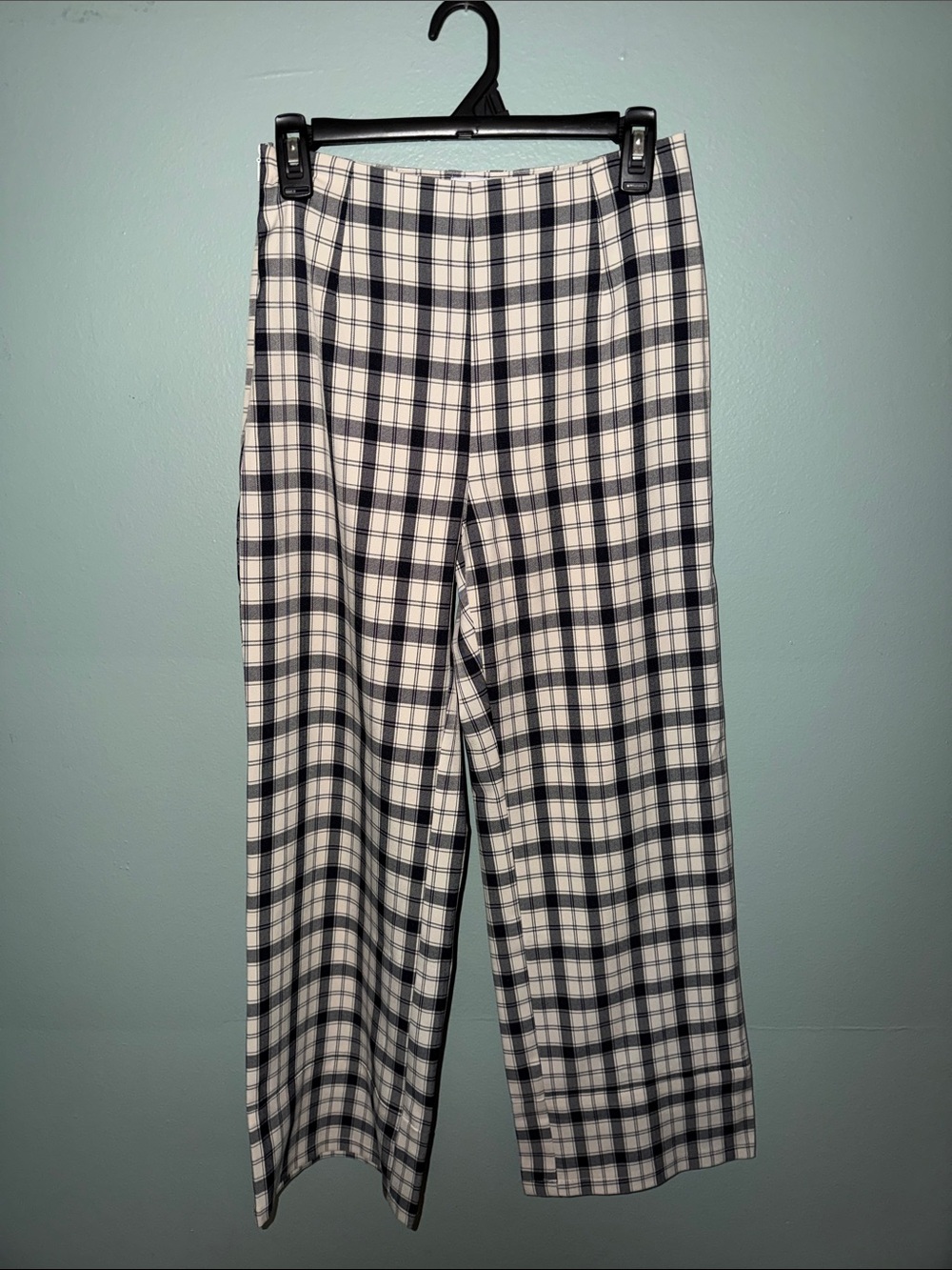 Princess Polly Black and White Plaid Wide Leg Trousers